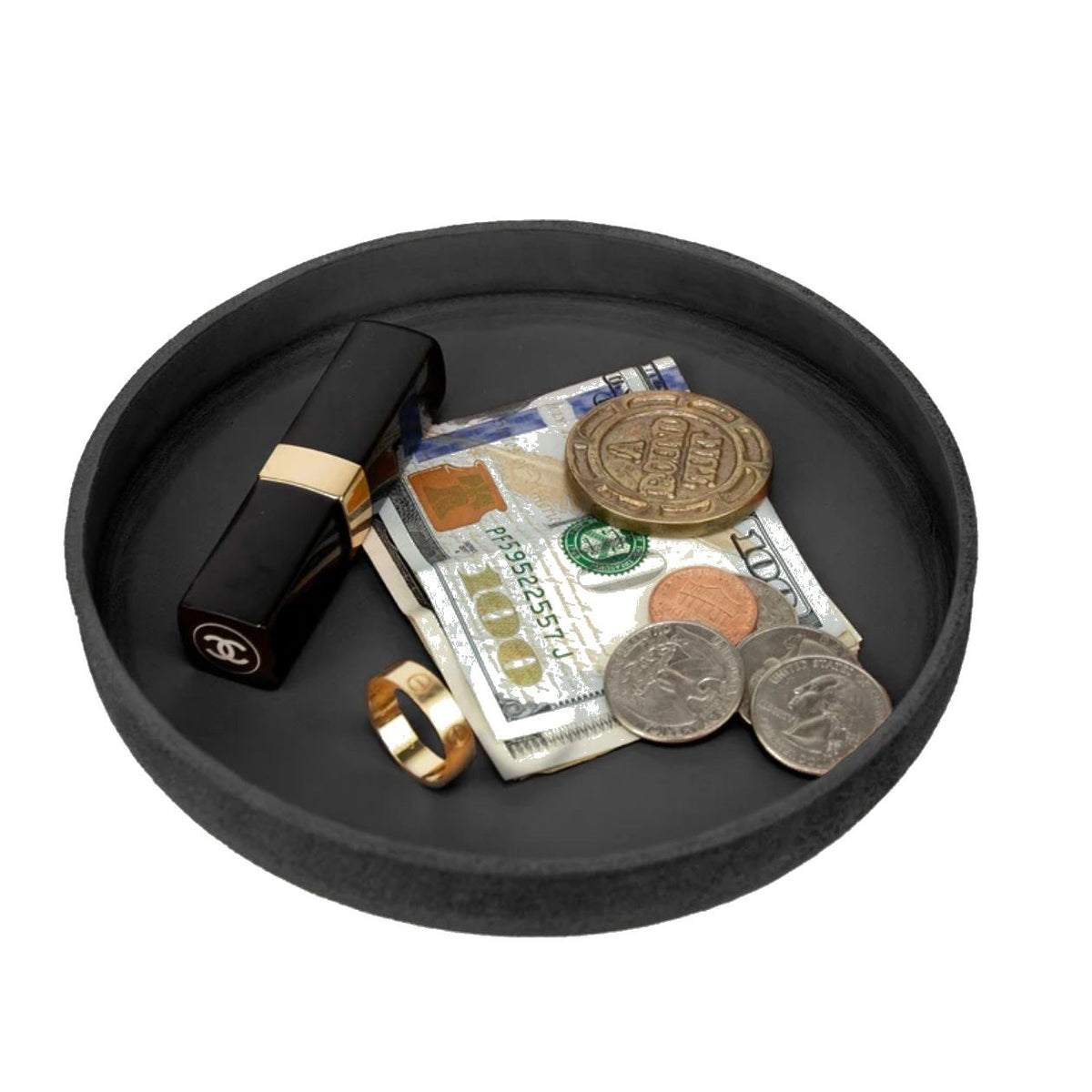 No. 310 Small Circle Leather Valet Tray, Black